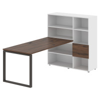 Стол-стеллаж EQRST 1217 Дуб Денвер тёмный/Мокко/Белый 2190х1250х1355 EDIS