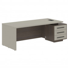 Стол руководителя с тумбой VCT 2290(R) Аметист/Черный матовый/Дуб Сильвер 2200х900х750 VELION