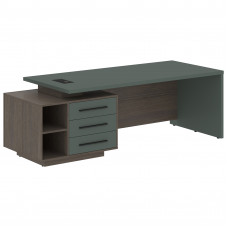 Стол руководителя с тумбой VCT 2390(L) Нефрит/Черный матовый/Дуб Сильвер 2300х900х750 VELION