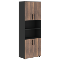 Шкаф высокий широкий VRHCS 80.4 Американский орех/Яшма черный 800х430х2253 VELION VENEER