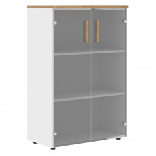 Шкаф со стеклянными дверьми и топом FMC 80.2 Прозрачное/Белый премиум/Дуб Гамильтон 802х429х1213