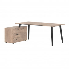 Стол руководителя с тумбой JCT 1813(L) Дуб Каньон/Антрацит 1800х1300х750 JAY
