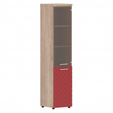 Шкаф колонка комбинированая с топом TLHC 42.2(R) Красный/Дуб Каньон Z 432х450х1968 TORR LUX