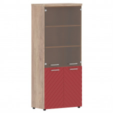 Шкаф комбинированный с топом TLHC 85.2 Красный/Дуб Каньон Z 856х450х1968 TORR LUX