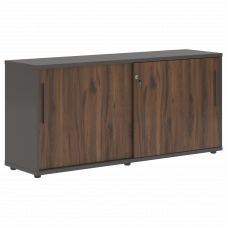 Шкаф низкий с дверьми купе ELC 1643 Дуб Денвер тёмный/Мокко/Мокко 1606х430х750 EDIS