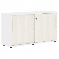 Шкаф низкий с дверьми купе ELC 1343 Ясень Траун/Белый/Белый 1346х430х750 EDIS