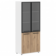 Шкаф высокий широкий EHCS 85.7 Дуб Денвер светлый/Черный/Белый 852х430х1967 EDIS