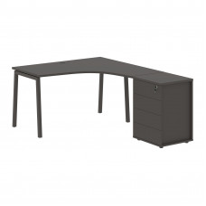 Стол эргономичный с тумбой ELCET 1318(R) Мокко/Мокко 1360х1880х750 EDIS