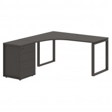 Стол эргономичный с тумбой EQCET 1518(L) Мокко/Мокко 1560х1880х750 EDIS