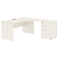 Стол эргономичный с тумбой EDCET 1518(R) Ясень Траун/Черный 1560х1880х750 EDIS