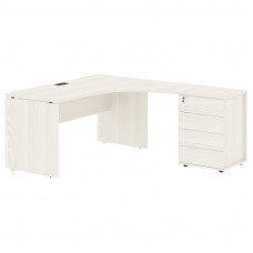 Стол эргономичный с тумбой EDCET 1518(R) Ясень Траун/Черный 1560х1880х750 EDIS