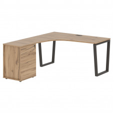 Стол эргономичный с тумбой EVCET 1518(L) Дуб Денвер светлый/Мокко 1560х1880х750 EDIS