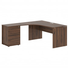 Стол эргономичный с тумбой EDCET 1518(L) Дуб Денвер тёмный/Белый 1560х1880х750 EDIS