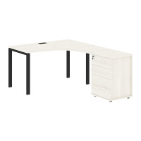 Стол эргономичный с тумбой EUCET 1318(R) Ясень Траун/Черный 1360х1880х750 EDIS