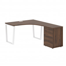 Стол эргономичный с тумбой EVCET 1318(R) Дуб Денвер тёмный/Белый 1360х1880х750 EDIS