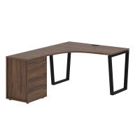 Стол эргономичный с тумбой EVCET 1318(L) Дуб Денвер тёмный/Черный 1360х1880х750 EDIS