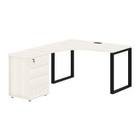 Стол эргономичный с тумбой EQCET 1318(L) Ясень Траун/Черный 1360х1880х750 EDIS