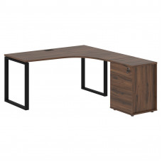 Стол эргономичный с тумбой EQCET 1518(R) Дуб Денвер тёмный/Черный 1560х1880х750 EDIS