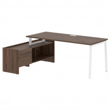 Стол с тумбой ELCT 19814 Дуб Денвер темный/Белый 1960х1400х750 EDIS