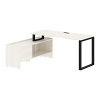 Стол с тумбой EQCT 17614 Ясень Траун/Черный 1760х1400х750 EDIS