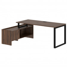 Стол с тумбой EQCT 19814 Дуб Денвер темный/Черный 1960х1400х750 EDIS