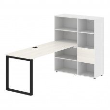 Стол-стеллаж EQRST 1117 Ясень Траун/Черный/Белый 2190х1120х1355 EDIS