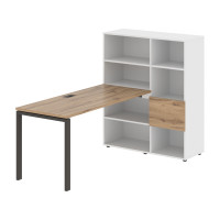 Стол-стеллаж EURST 1115 Дуб Денвер светлый/Мокко/Белый 1990х1120х1355 EDIS