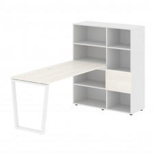 Стол-стеллаж EVRST 1115 Ясень Траун/Белый/Белый 1990х1120х1355 EDIS