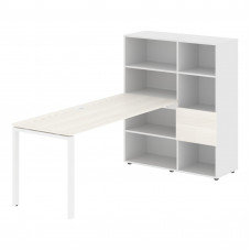 Стол-стеллаж EURST 1117 Ясень Траун/Белый/Белый 2190х1120х1355 EDIS
