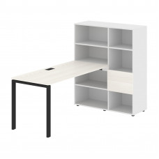 Стол-стеллаж EURST 1115 Ясень Траун/Черный/Белый 1990х1120х1355 EDIS