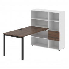 Стол-стеллаж EURST 1215 Дуб Денвер тёмный/Черный/Белый 1990х1250х1355 EDIS