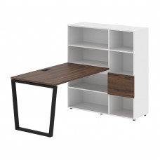Стол-стеллаж EVRST 1213 Дуб Денвер тёмный/Черный/Белый 1790х1250х1355 EDIS