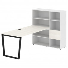 Стол-стеллаж EVRST 1217 Ясень Траун/Черный/Белый 2190х1250х1355 EDIS