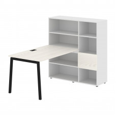 Стол-стеллаж ELRST 1213 Ясень Траун/Черный/Белый 1790х1250х1355 EDIS