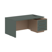 Стол руководителя с тумбой VCT 1890(R) Нефрит/Бронза браш/Кобра 1800х900х750 VELION
