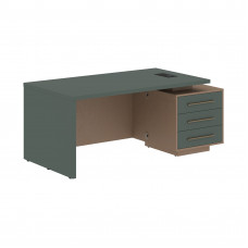Стол руководителя с тумбой VCT 1890(R) Нефрит/Бронза браш/Кобра 1800х900х750 VELION