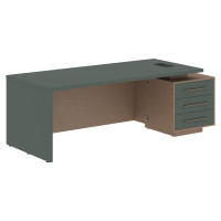Стол руководителя с тумбой VCT 2290(R) Нефрит/Бронза браш/Кобра 2200х900х750 VELION