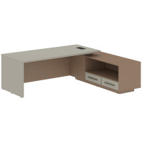 Стол руководителя с тумбой VCT 2319(R) Аметист/Бронза браш/Кобра 2300х1900х750 ВЕЛИОН (VELION)