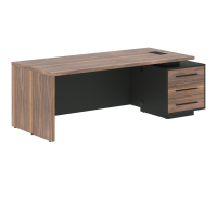 Стол руководителя с тумбой VRCT 2290(R) Американский орех/Черный матовый/Яшма черный 2200х900х750 VE