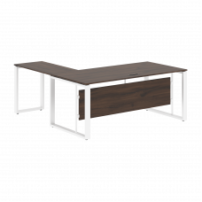 Стол руководителя угловой ECT 1819 Дуб Денвер темный/Белый 1800х1900х750 ENIO