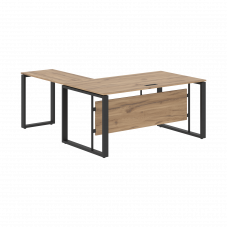 Стол руководителя угловой ECT 1619 Дуб Денвер светлый/Антрацит 1600х1900х750 ENIO