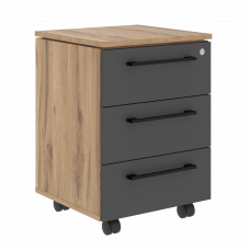 Тумба мобильная MMC-3D.A Антрацит/Дуб Денвер светлый 465х450х652 MORIS TREND