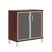 Шкаф низкий со стеклянными дверьми в AL-рамке B 410.4 Бургунди 900х450х920 BORN