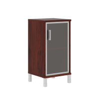 Шкаф-колонка низкая со стеклянной дверью в AL-рамке B 411.4(R) Бургунди 475х450х920 BORN