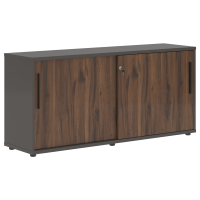 Шкаф низкий с дверьми купе ELC 1643 Дуб Денвер тёмный/Черный/Мокко 1606х430х750 EDIS