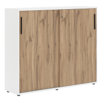 Шкаф средний с дверьми купе EMC 1643 Дуб Денвер светлый/Черный/Белый 1606х430х1355 EDIS