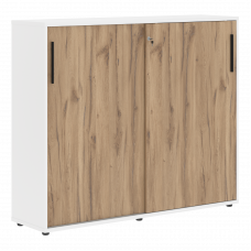 Шкаф средний с дверьми купе EMC 1643 Дуб Денвер светлый/Черный/Белый 1606х430х1355 EDIS