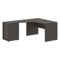 Стол эргономичный с тумбой EDCET 1318(L) Мокко/Черный 1360х1880х750 EDIS