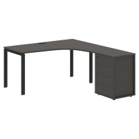 Стол эргономичный с тумбой EUCET 1518(R) Мокко/Черный 1560х1880х750 EDIS