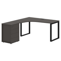 Стол эргономичный с тумбой EQCET 1518(L) Мокко/Черный 1560х1880х750 EDIS